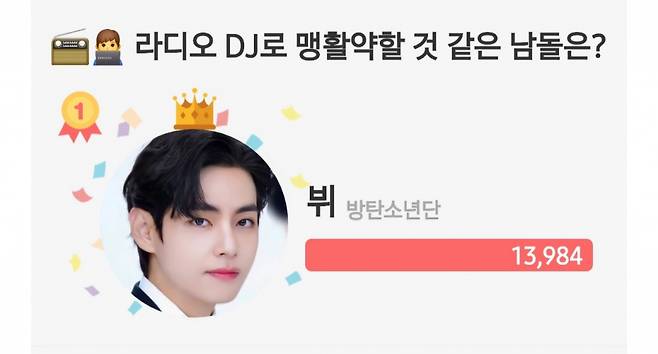 방탄소년단 뷔, 라디오 DJ로 맹활약할 것 같은 남자 아이돌 1위