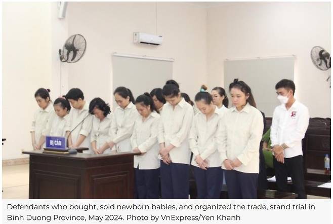 베트남 신생아 판매 산모 징역형…사들인 불임여성들은 벌금 [VN익스프레스 홈페이지 캡처. 재판매 및 DB 금지]