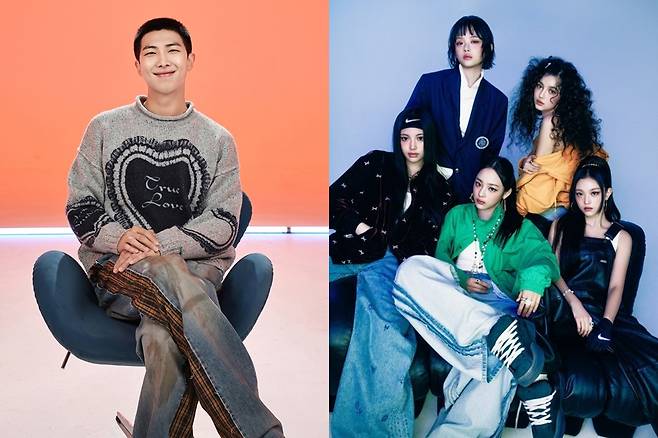 ▲ 방탄소년단 RM(왼쪽), 뉴진스. 제공| 빅히트뮤직, 어도어