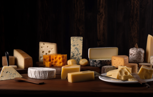 치즈는 대표적인 발효 식품 중 하나로 단백질, 칼슘과 유산균이 풍부하다 | 출처 : 미드저니