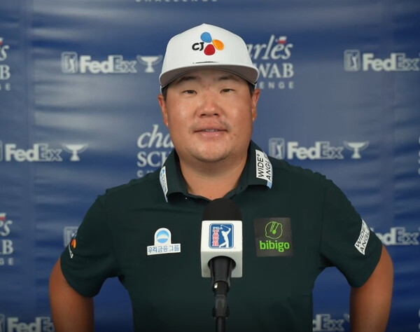 2024년 미국프로골프(PGA) 투어 찰스 슈왑 챌린지에 출전한 임성재 프로가 2라운드 경기 후 인터뷰하는 모습이다. 사진출처=PGA 투어가 제공한 영상 캡처