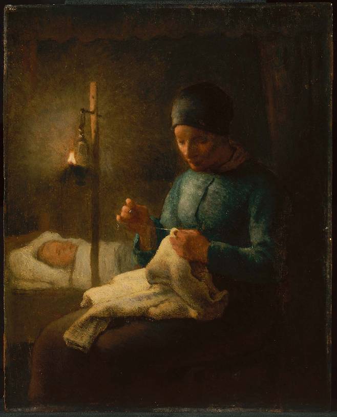 장 프랑수아 밀레, 'Woman Sewing beside her Sleeping Child'