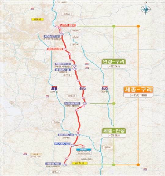 서울세종고속도로 노선도. 국토교통부 제공