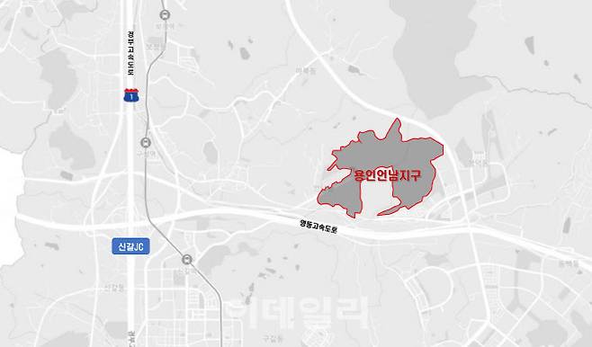 용인특례시 기흥구 언남동 옛 경찰대 부지 공공지원 민간임대주택 공급 촉진 지구(언남지구) 개발사업 대상 부지 위치도.(자료=용인시)