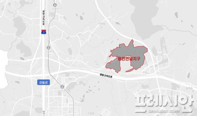 ▲옛 경찰대 부지 공공지원 민간임대주택 공급 촉진 지구 개발사업 대상 부지 위치도. ⓒ용인특례시