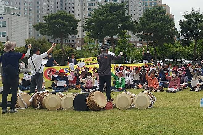 쓰레기 소각시설 후보지 선정 철회 요구하는 광주 광산구 주민들 [독자 제공. 재판매 및 DB 금지]