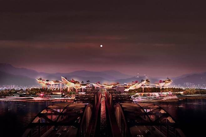 헤더윅이 디자인한 '노들 글로벌 예술섬'의 야경 조감도. / 사진=서울시