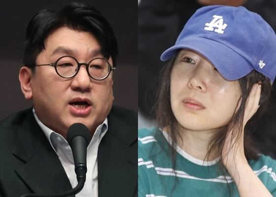 방시혁 하이브 의장(왼쪽)과 민희진 어도어 대표. /사진=뉴스1, 하이브