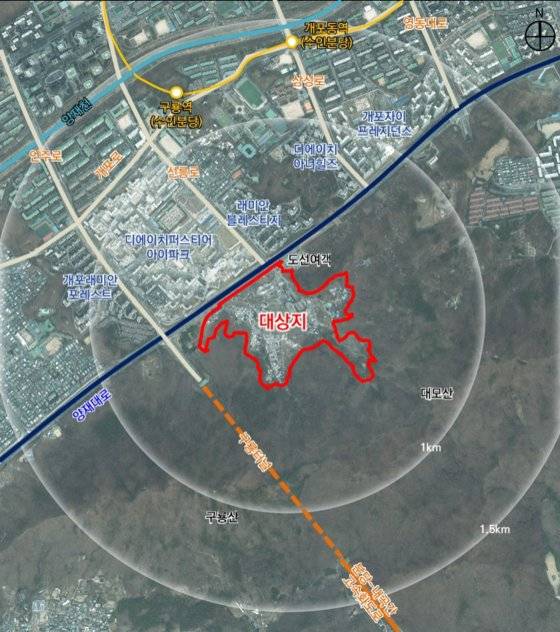 서울 강남구 개포동 567-1번지 일대 구룡마을 위치도. [사진 서울시]