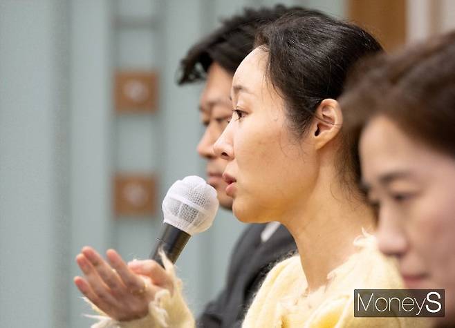 민희진 어도어 대표가 31일 서울 프레스센터에서 열린 기자간담회에서 말하고 있다. /사진=임한별 기자