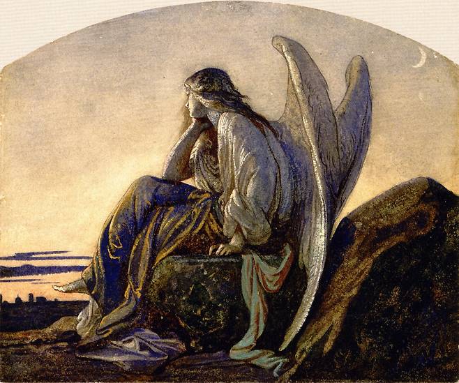 알렉상드르 카바넬, '황혼의 천사', 1848, 캔버스에 유채, 19x23cm, 파브르 미술관
