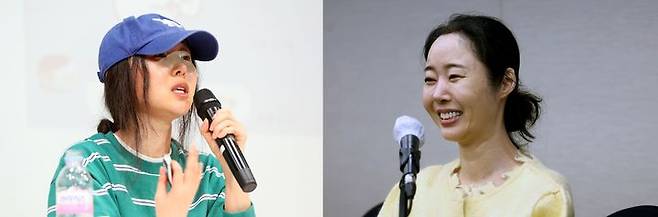 [서울=뉴시스] 하이브·어도어 사태와 관련 지난달 25일 첫 번째 기자회견에서 격노를 쏟아내던 민희진 어도어 대표 모습과 31일 두 번째 기자회견에서 미소 짓고 있는 민 대표 모습. (뉴시스 DB) 2024.05.31. photo@newsis.com *재판매 및 DB 금지