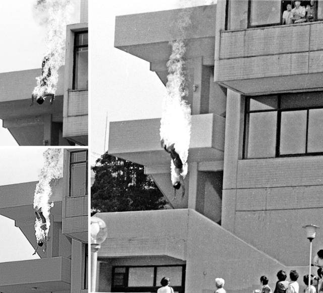 1986년 5월 20일 서울대 교정에 벌어진 이동수군 분신 추락 장면들.