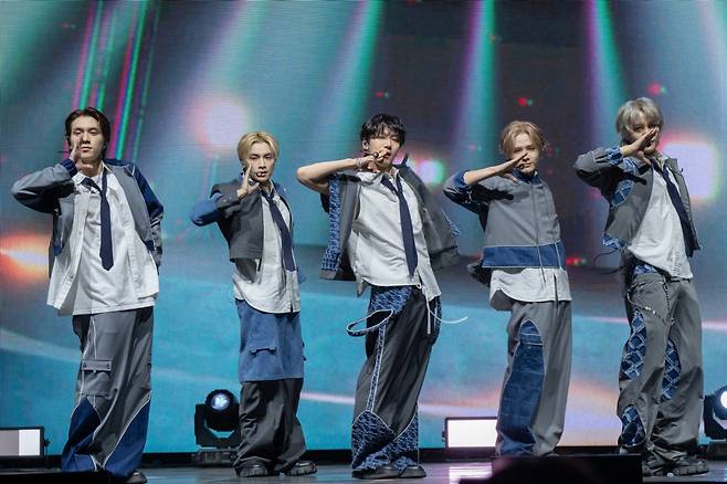 WayV introduces the group's fifth EP, "Give Me That," during a press conference in Seoul on Monday. (Hwang Youn-ha/ The Korea Herald)