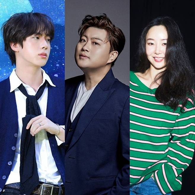 (왼쪽부터) 방탄소년단 진, 김호중, 민희진 어도어 대표. 각 소속사 제공