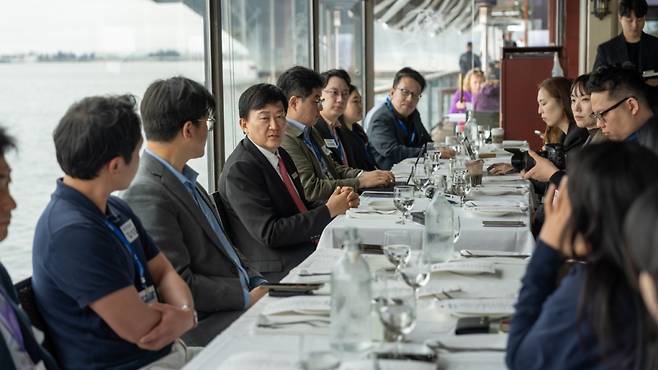 존림 삼성바이오로직스 대표가 5일(현지시간) 미국 샌디에이고에서 열린 기자간담회에서 발언하고 있다. /사진제공=삼성바이오로직스