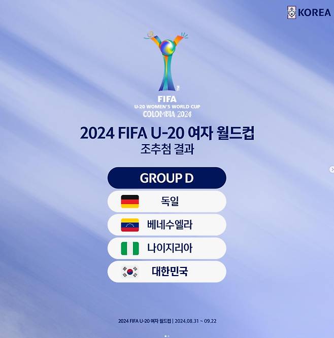 2024 FIFA U-20 여자 월드컵 조추첨 [대한축구협회 SNS 캡처. 재판매 및 DB 금지]
