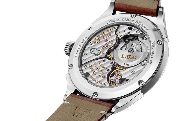 가공 장식이 돋보이는 무브먼트는 백케이스로 확인할 수 있다. [사진 쇼파드]