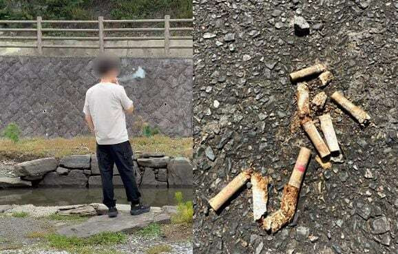 한국인으로 보이는 남성들이 경내 주차장에서 담배를 피우고 담배꽁초를 바닥에 버리고 바닥에 침을 뱉었다. 엑스