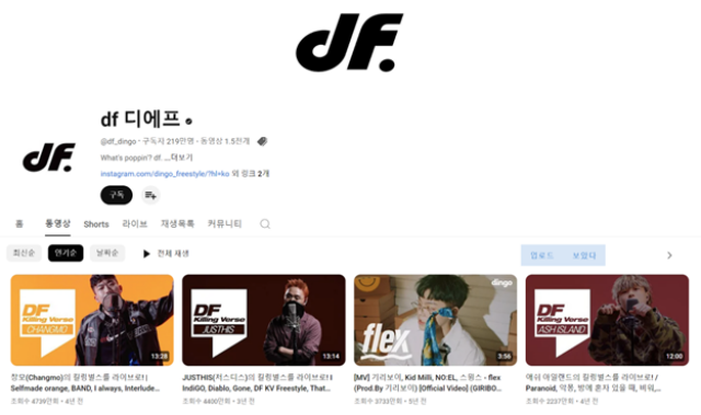 힙합이 최근 빠르게 대중화되면서 관련 콘텐츠의 수요가 증가하고 있다. 구독자 219만명을 보유한 디에프는 가장 대표적인 힙합 전문 채널 중 하나다. /디에프 채널 캡처