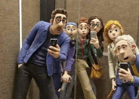 중국에서 인기를 끌고 있는 AI 필터가 단체 사진을 스톱모션 클레이 애니메이션 캐릭터처럼 바꾼 사진. 사진 SCMP·샤오홍슈 캡처