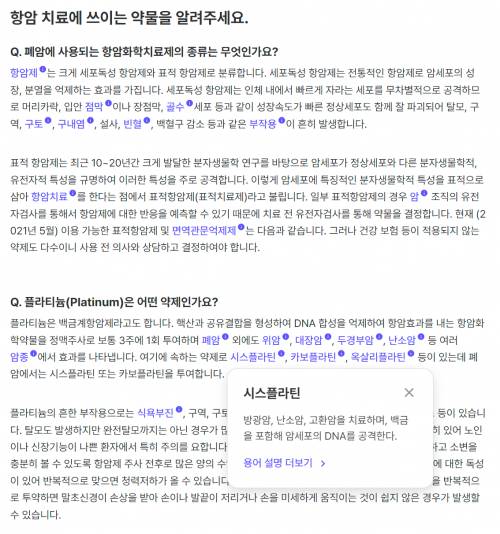 루닛케어의 암용어사전 서비스 화면[이미지출처=루닛케어]