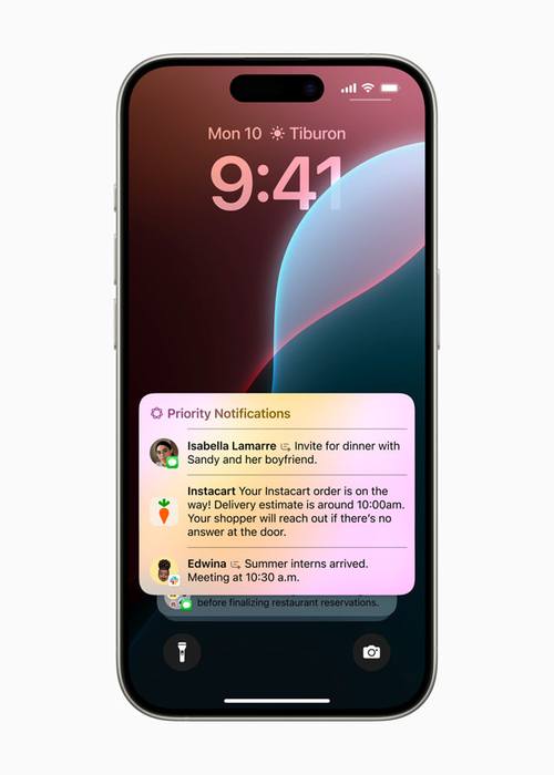 애플 인텔리전스 기능으로 최우선 알림을 확인하거나 요약본을 받아볼 수 있다. /자료=애플