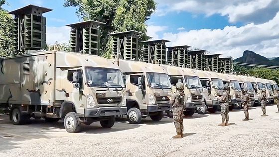 Loudspeaker vehicles and equipment are seen during a training exercise in this file photo. [JOINT CHIEFS OF STAFF]