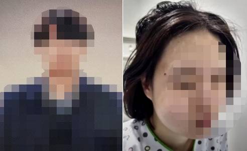 경남 거제에서 전 여자친구의 집을 찾아가 폭행해 숨지게 한 20대 남성 김씨로 추정돼 온라인상에 퍼진 사진(왼쪽)과 폭행을 당해 입원 치료 중 숨진 피해자 이씨. [온라인 커뮤니티·JTBC 방송화면 캡처]