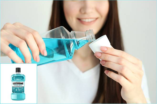 세계 판매 1위를 기록하고 있는 유명한 가글 브랜드 리스테린이 두가지 암 위험을 높일 수 있다는 연구 결과가 나왔다. [사진=게티이미지뱅크 / 하단 제품사진=리스테린 공식 사이트]