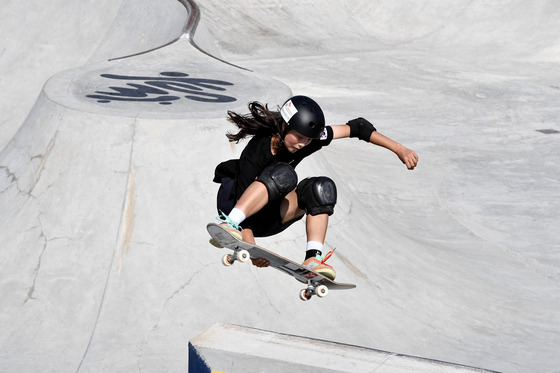 Korea's Cho Hyun-ju is in action during the women's heat 1 practice at the 2023 World Championships in Ostia, Italy on Oct. 7, 2023. [REUTERS/YONHAP]