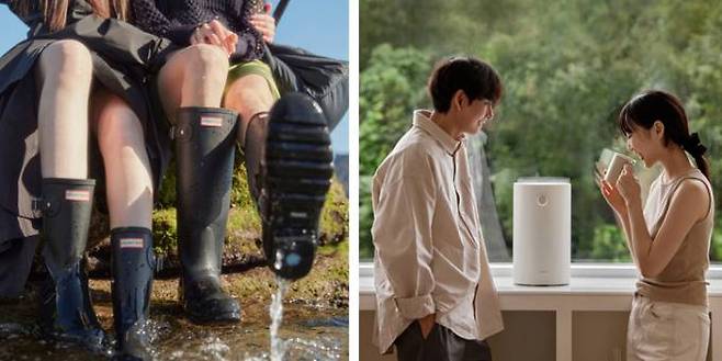 (왼쪽) ‘헌터 레인부츠’와 ‘미닉스 음식물 쓰레기’. CJ온스타일