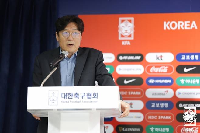 이임생 기술총괄이사가 20일 축구회관에서 열린 ‘KFA 기술철학 발표행사’에서 발언하고 있다. 사진=대한축구협회