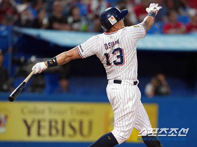 야쿠르트 내야수 오수나. 9홈런-37타점을 기록 중이다. 센트럴리그 타점 1위, 홈런 4위다. 사진캡처=야쿠르트 스왈로즈 SNS