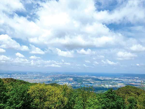 운제산에서 바라본 영일만 호미곶.