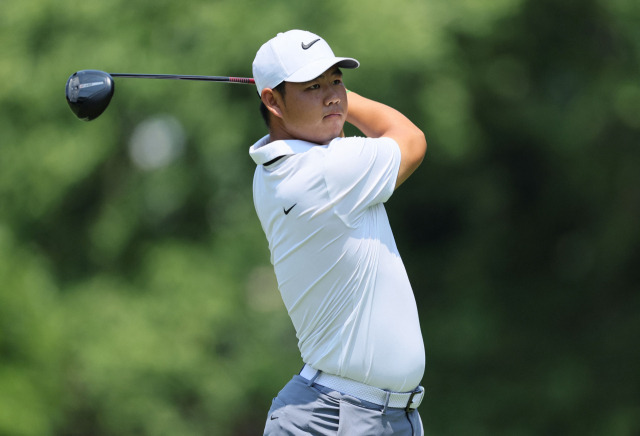 1라운드 6번 홀에서 티샷하는 김주형. AFP연합뉴스