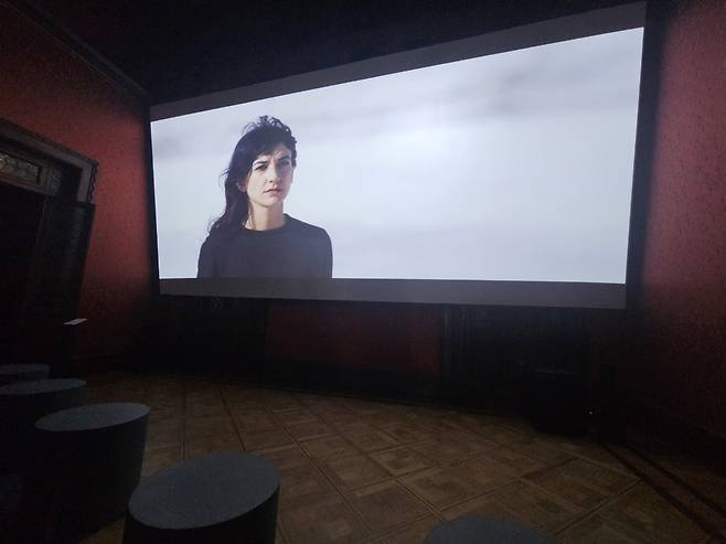 “Land of Dreams,” directed by Shirin Neshat and Shoja Azari, is seen in "Your Ghosts Are Mine" at ACP–Palazzo Franchetti, June 6. (Park Yuna/The Korea Herald)