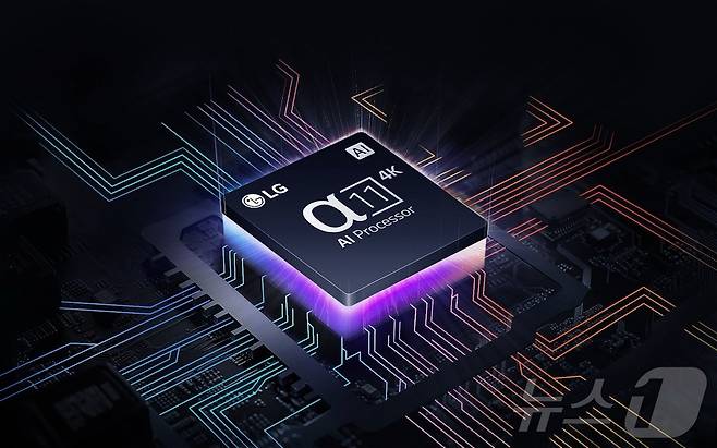 2024년형 LG 올레드 에보에 탑재된 알파 11 AI 프로세서.(LG전자 제공)