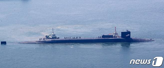 미국 해군의 '오하이오'급 핵추진 순항유도탄 잠수함 '미시건'(SSGN-727). ⓒ News1 윤일지 기자