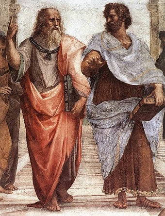 아리스토텔레스(오른쪽)가 소크라테스와 대화를 나누는 모습. 사진은 기사 내용과 직접 관련은 없음. [매경DB]