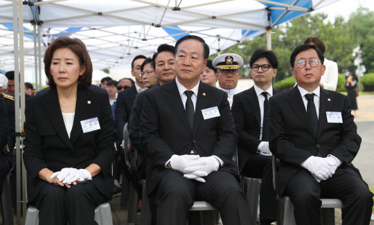 29일 오전 경기도 평택시 해군 제2함대사령부에서 ‘제2연평해전 승전 22주년 기념식’이 열리고 있다. 사진공동취재단／연합뉴스