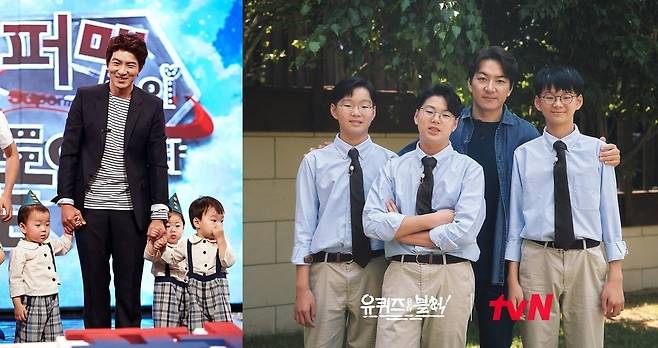 송일국, 삼둥이 (사진=KBS, tvN)