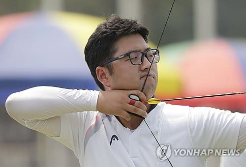 2024 파리 올림픽 남자 양궁 대표팀의 맏형 김우진. ⓒ연합뉴스 AP