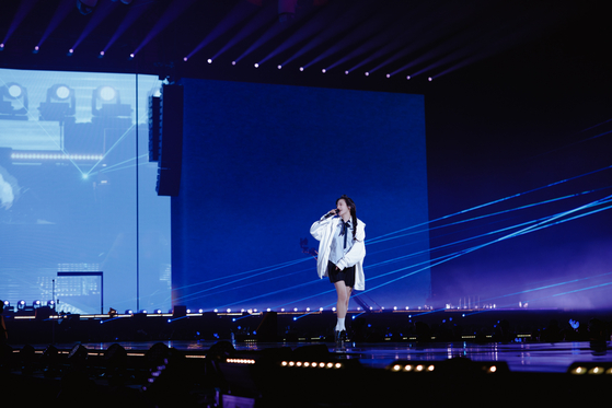 Member Minji of girl group NewJeans performing at the quintet's first meet and greet in Japan, the ″Bunnies Camp 2024 Tokyo Dome,″ which took place on June 26 and 27 at the Tokyo Dome, Japan [ADOR]