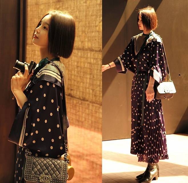 남규리는 단발 머리와 블랙 앤 화이트의 도트 원피스를 입고, 청순하면서도 여성스러운 스타일을 선보였다. 사진=남규리 SNS