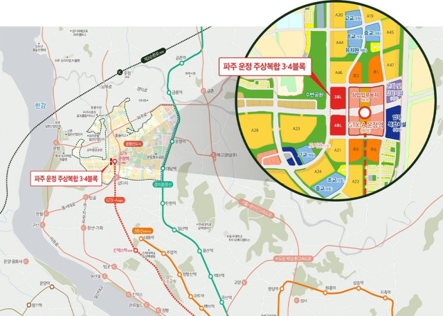 파주 운정 3지구 주상복합 3·4블록 위치도