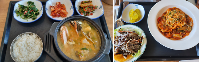 전복 해물 된장과 해물 토마토 파스타 / 사진=김규란 여행+ PD