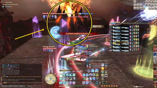 - 좌우를 살펴 용암이 끓어오르는 화산의 위치를 확인한다&nbsp;