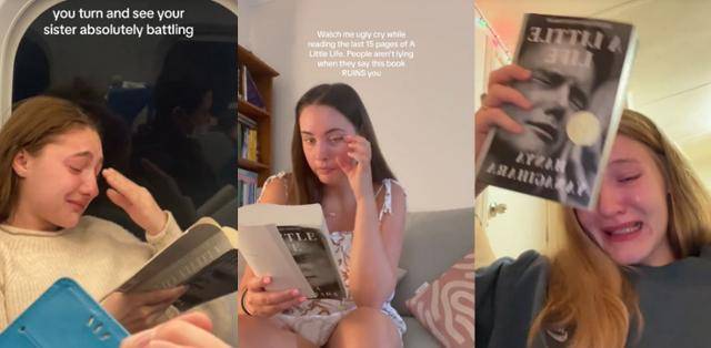 한야 야나기하라의 소설 '리틀 라이프'를 읽으며 눈물을 흘리는 영상을 사회관계망서비스(SNS) 틱톡에 올리는 이른바 북톡 챌린지가 유행하면서 해당 소설은 한국에서도 발간 8년 만에 베스트셀러가 됐다. 틱톡 캡처