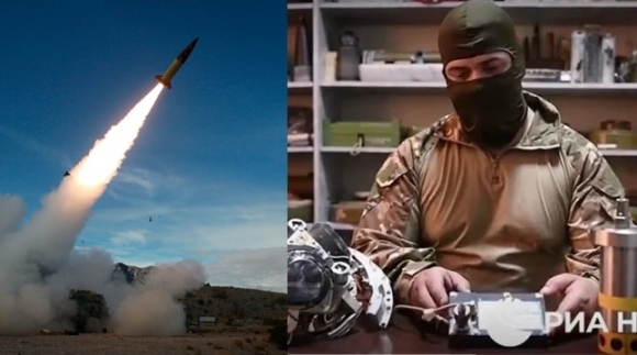 미국의 장거리 미사일 ‘에이태큼스’(ATACMS)의 유도시스템을 뜯어 분석 중인 러시아 전문가.